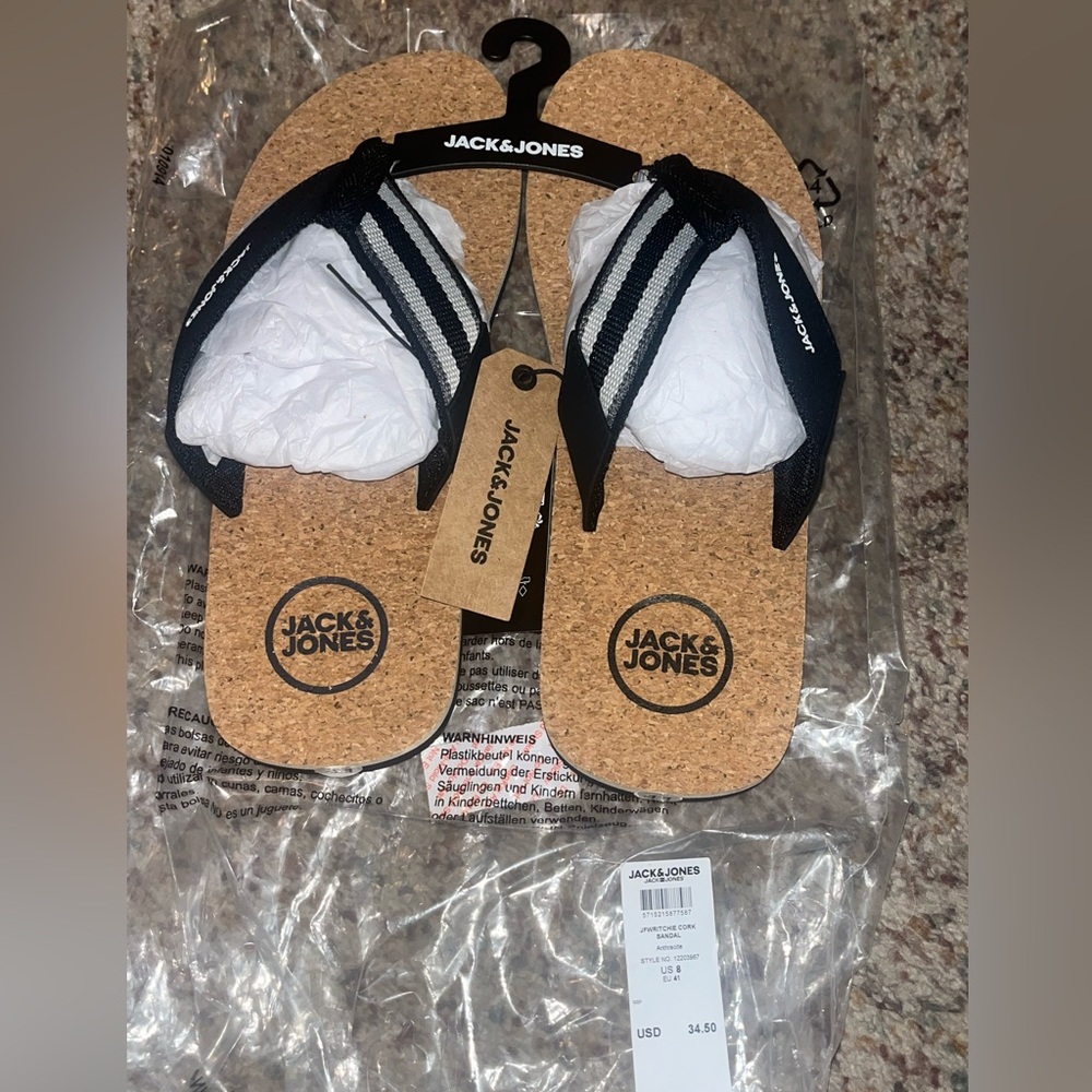 Jack & Jones Cork Sandals with Black Straps